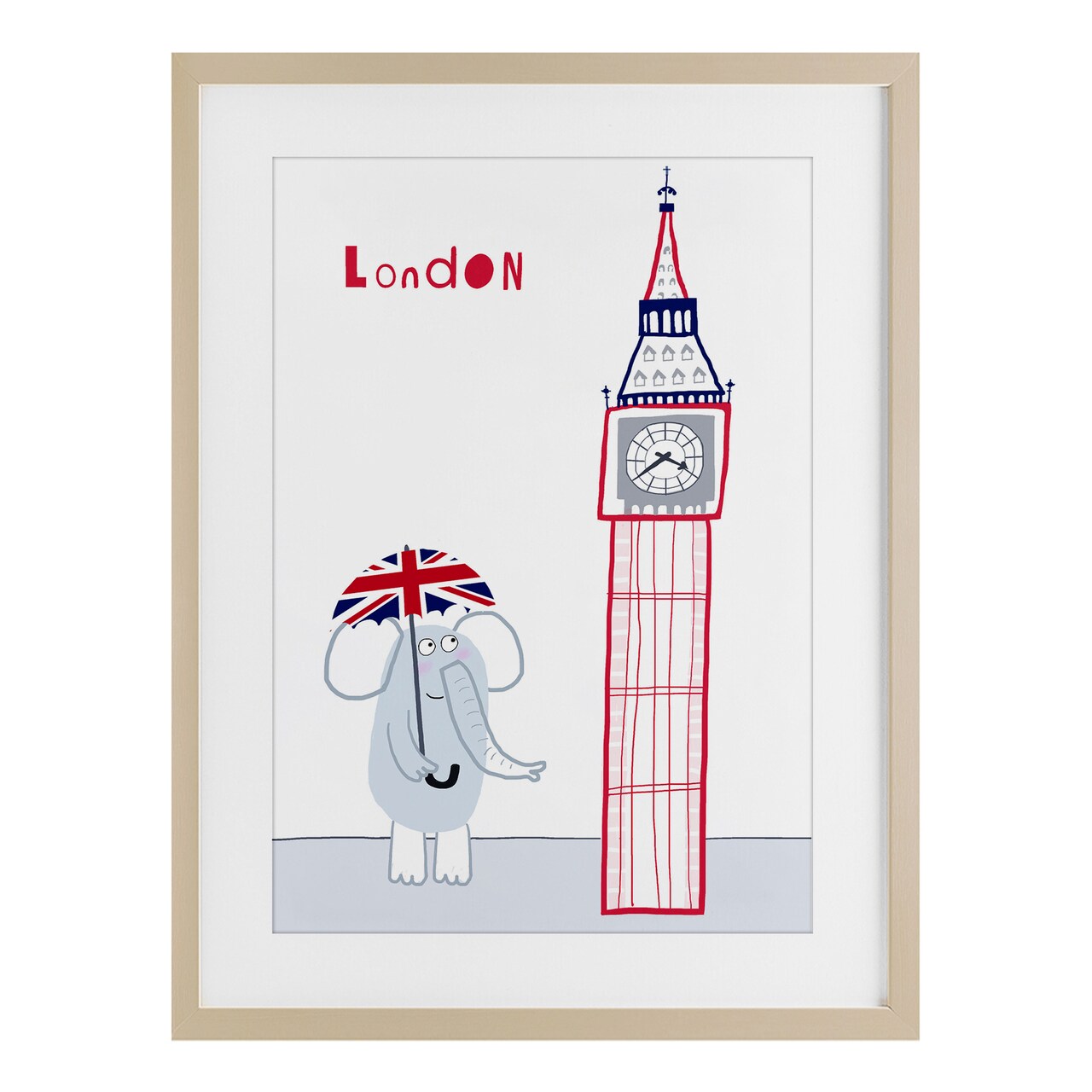 Stupell Industries Elephant & Big Ben London Framed Print Under Glass, design by Carla Daly